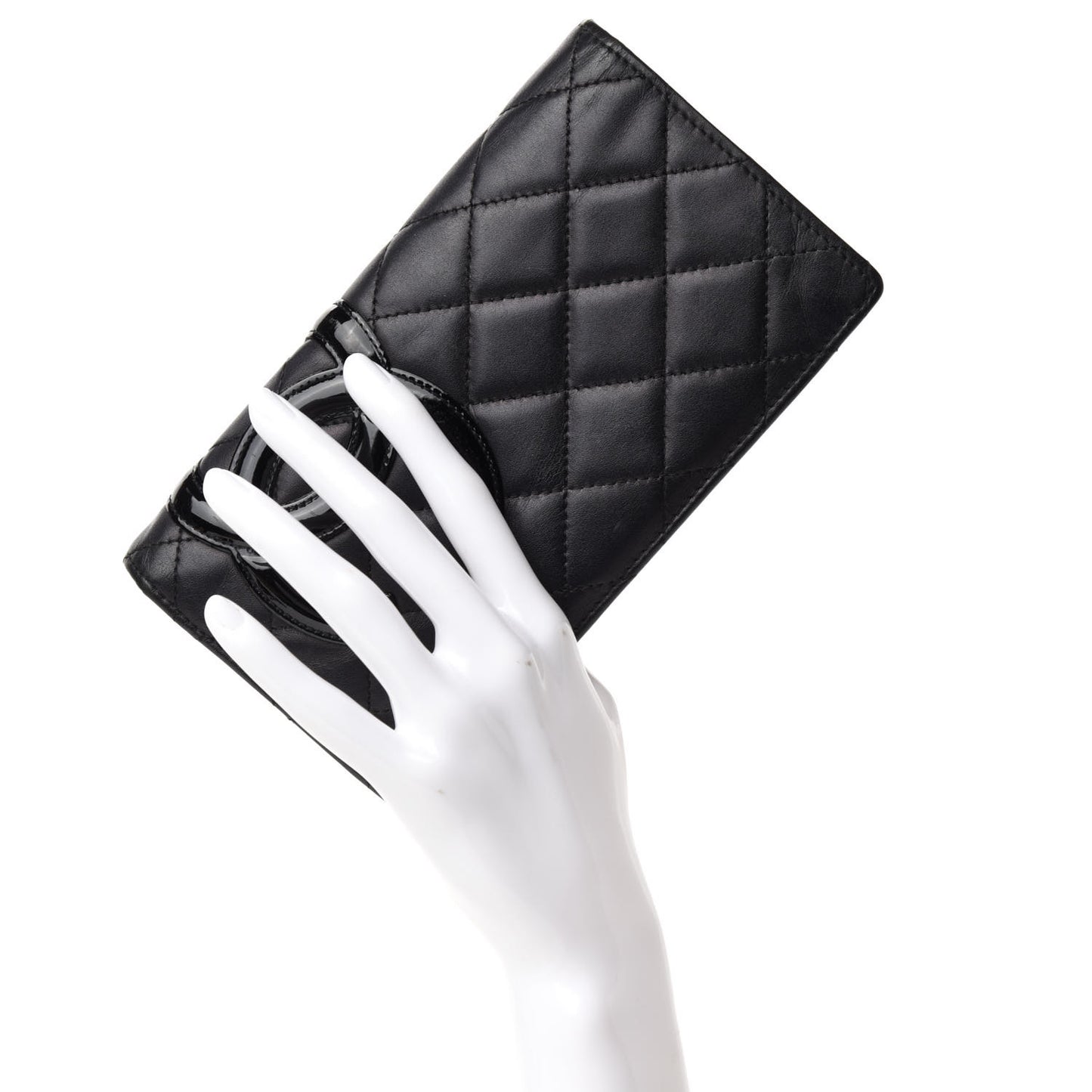 Calfskin Quilted Cambon Yen Wallet Black