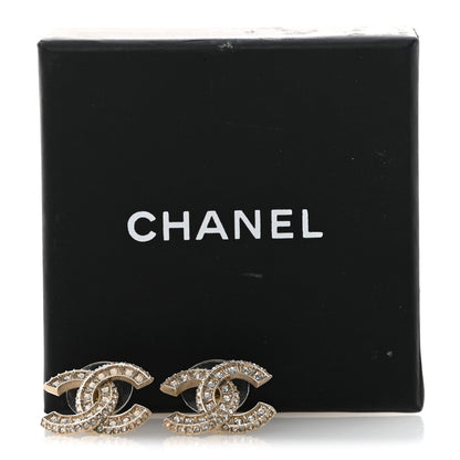 Chanel Crystal Timeless CC Earrings Light Gold 5 of 5