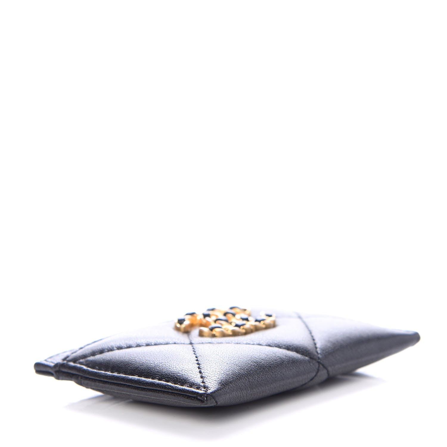 Chanel Shiny Goatskin Quilted Chanel 19 Card Holder Black 4 of 8