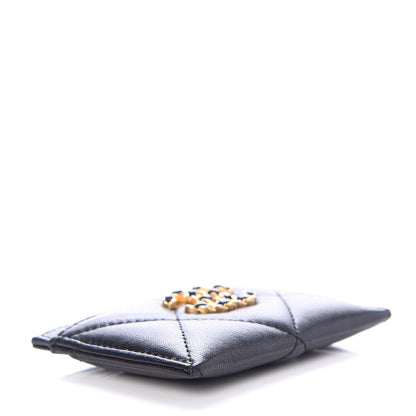 Chanel Shiny Goatskin Quilted Chanel 19 Card Holder Black 4 of 8