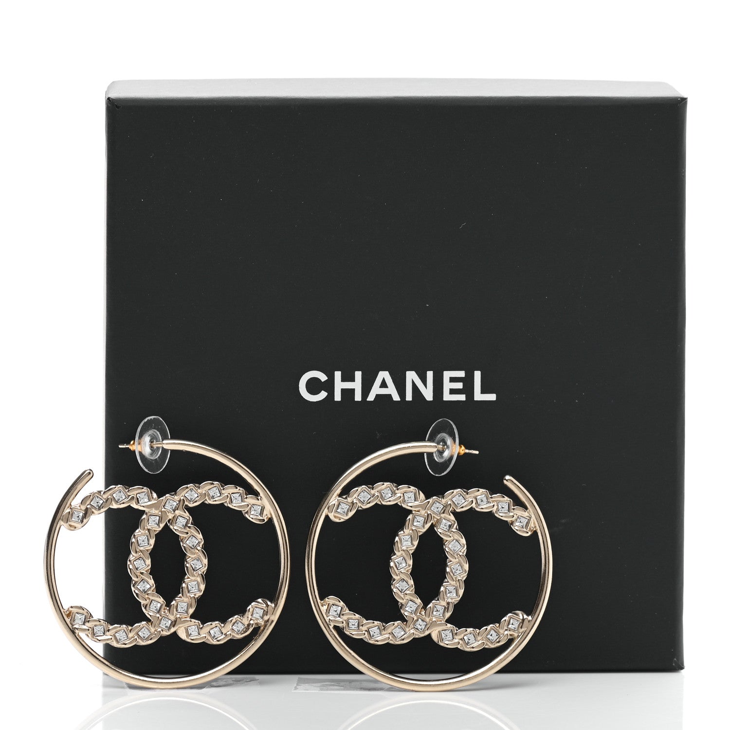 Chanel Crystal Chain Chanel Strass CC Drop Earrings Gold 5 of 5