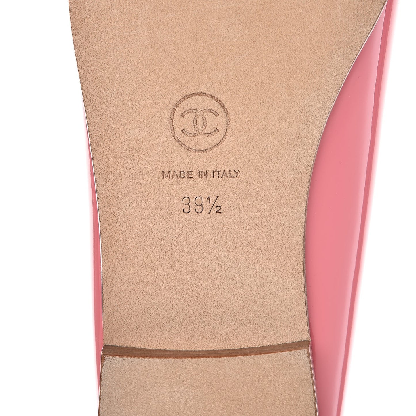 Patent Calfskin CC Cap Toe Ballerina Flats 39.5 Light Pink