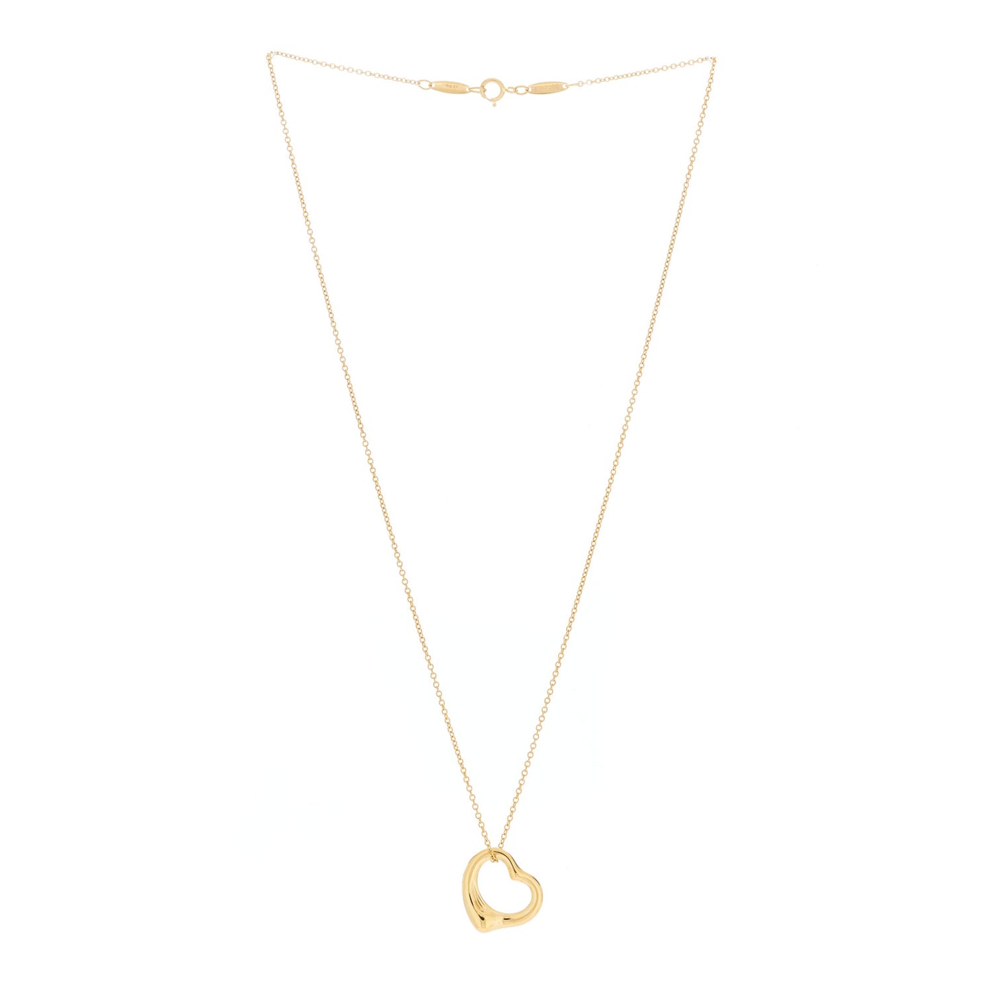 18K Yellow Gold 16mm Elsa Peretti Open Heart Pendant Necklace