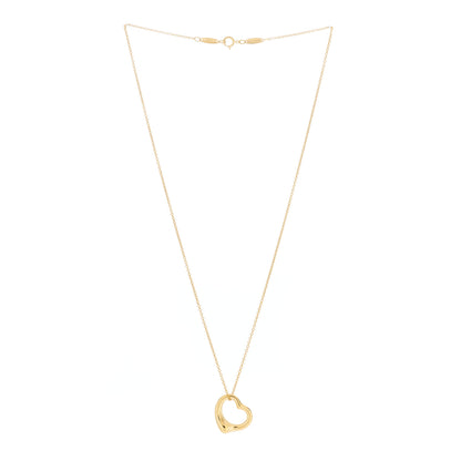 Tiffany 18K Yellow Gold 16mm Elsa Peretti Open Heart Pendant Necklace 3 of 6