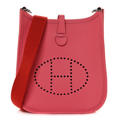 Hermes Taurillon Clemence Amazone Evelyne TPM Rose Azalee Rouge Pivoine 1 of 10