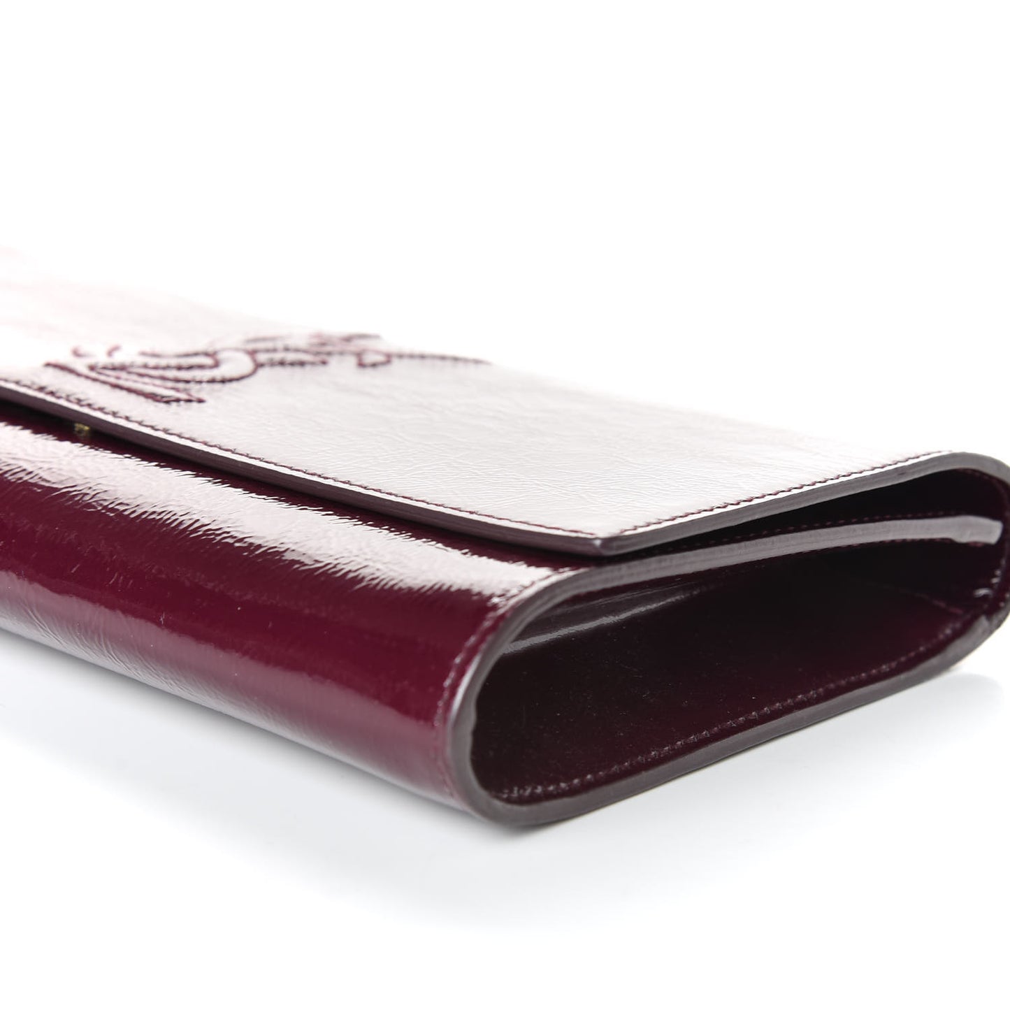 Textured Patent Calfskin Large Belle De Jour Clutch Bordeaux
