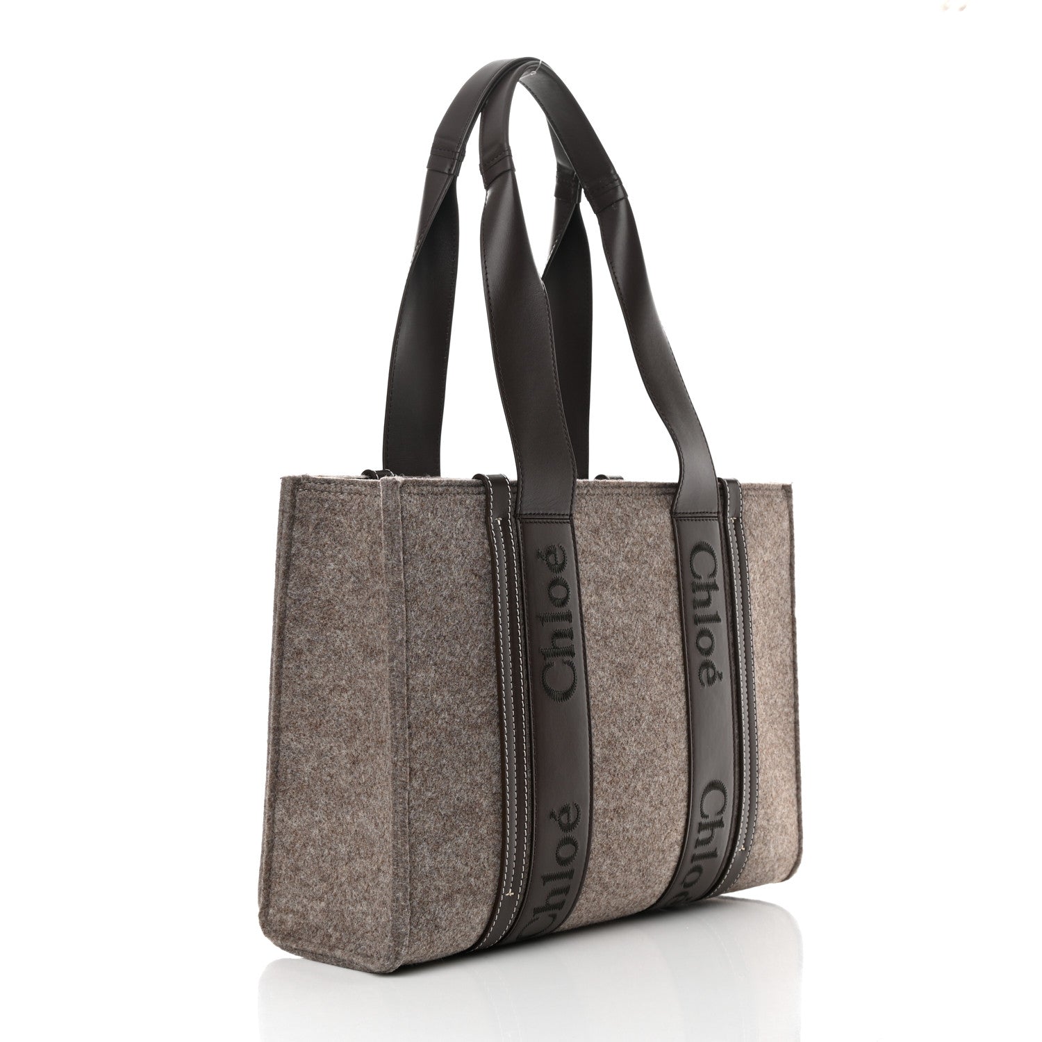 Chloe Felt Calfskin Medium Woody Ribbon Tote Deep Beige 3 of 11