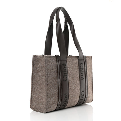 Chloe Felt Calfskin Medium Woody Ribbon Tote Deep Beige 3 of 11