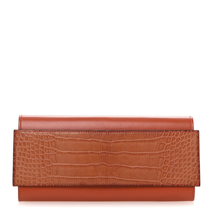 Hermes Matte Alligator Tadelakt Passant Long Wallet Terre Battue Cuivre 1 of 10