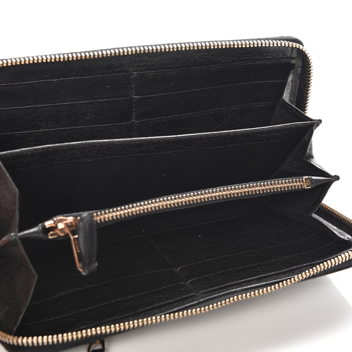 Agneau Giant 12 Rose Gold Hardware Continental Zip Around Wallet Black