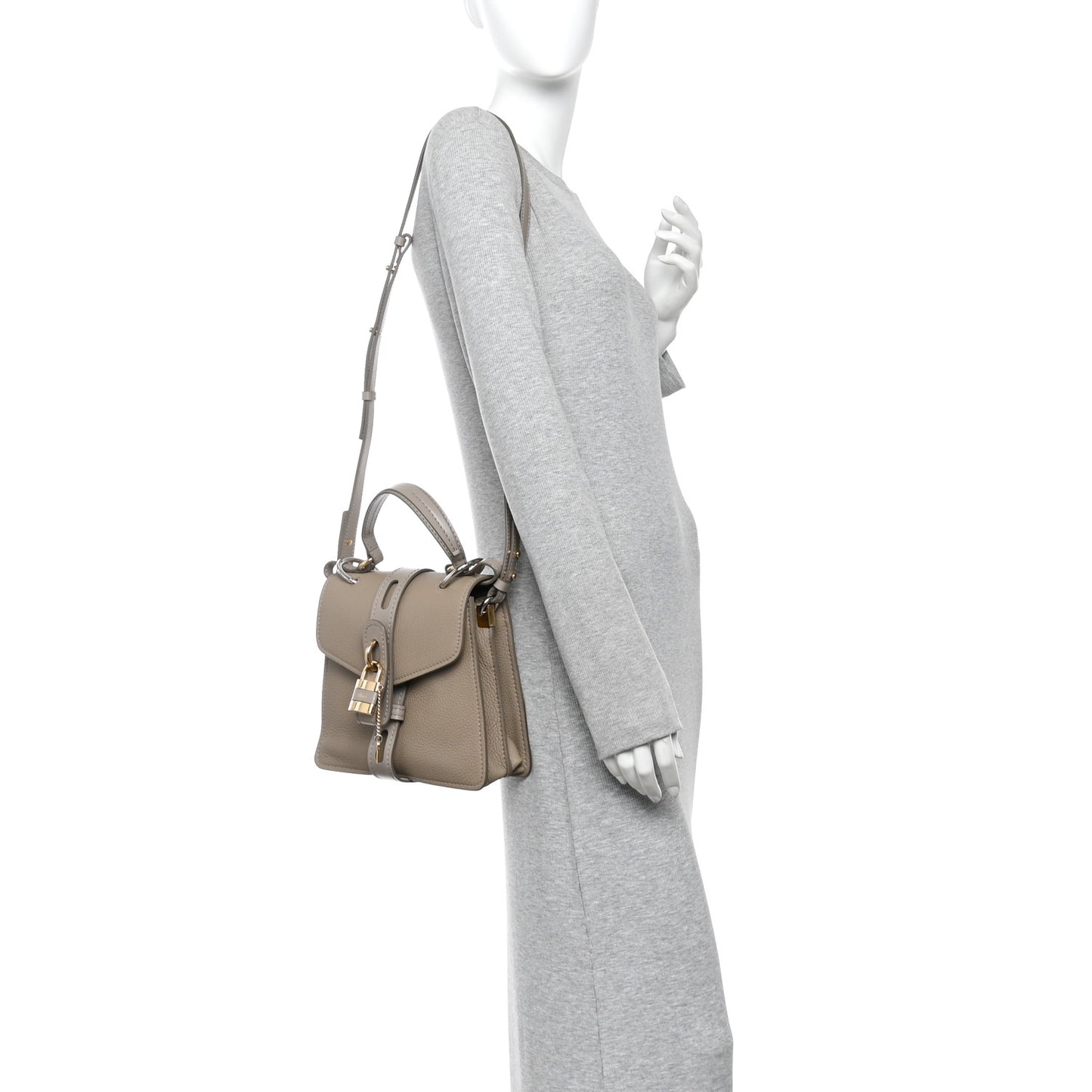 Shiny Grained Calfskin Small Aby Day Shoulder Bag Motty Grey