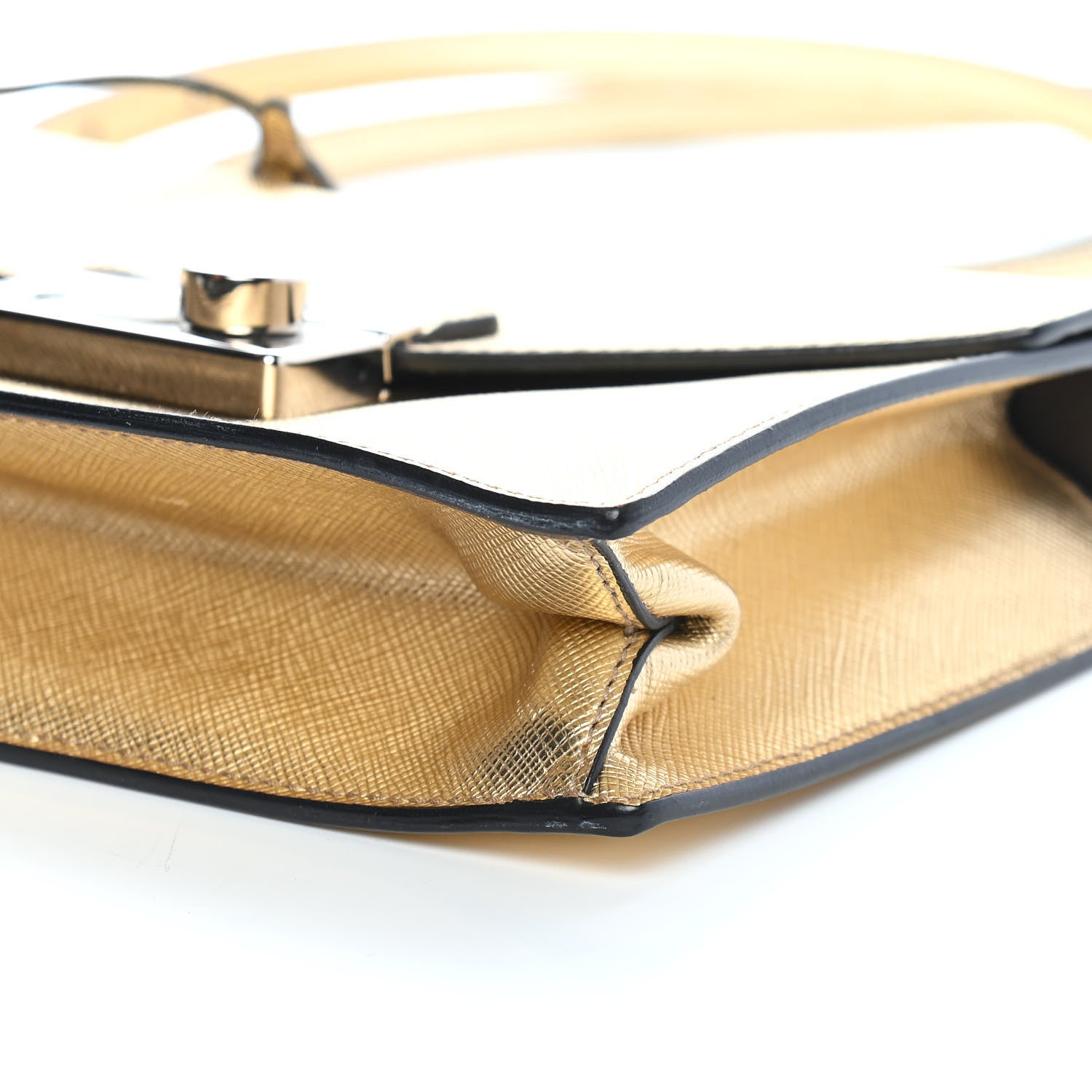 Prada Saffiano Lux Sound Shoulder Bag Platino 8 of 8