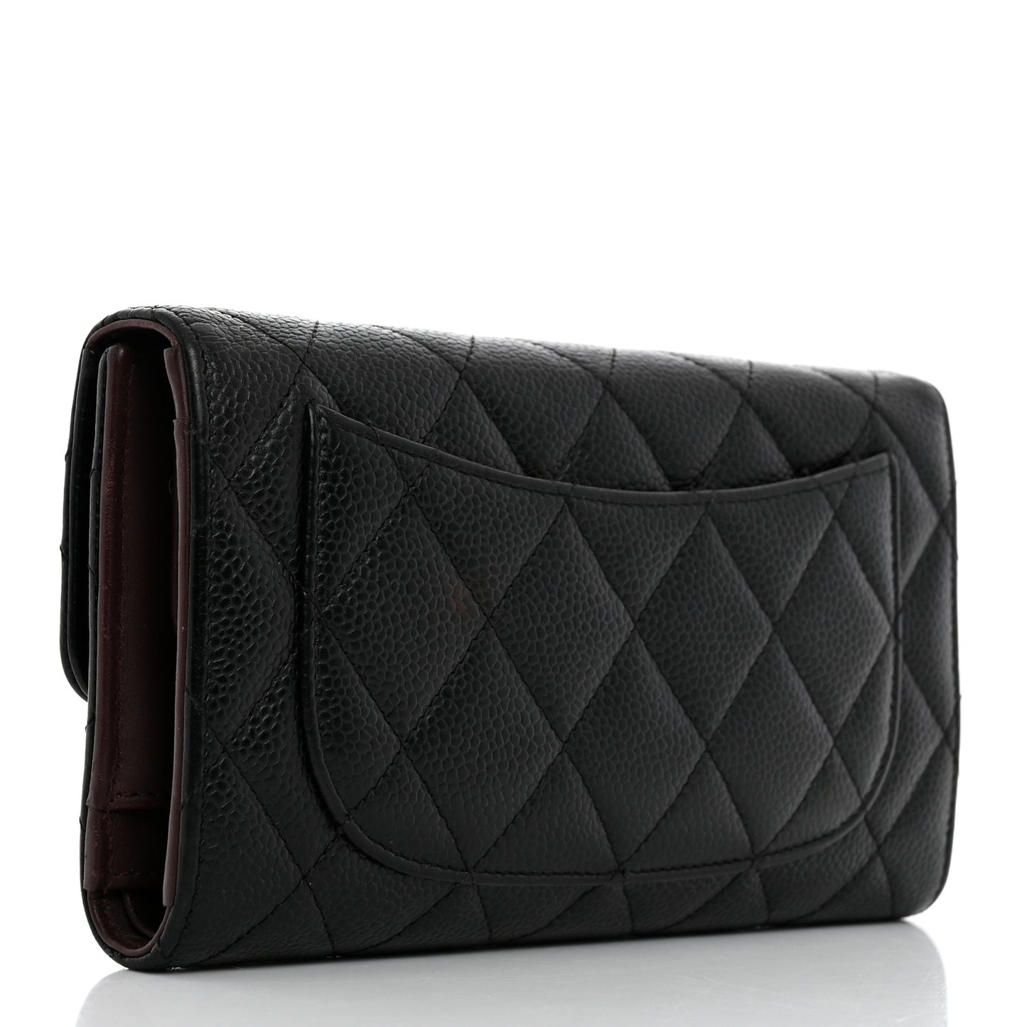 Caviar Quilted Large Flap Wallet Black