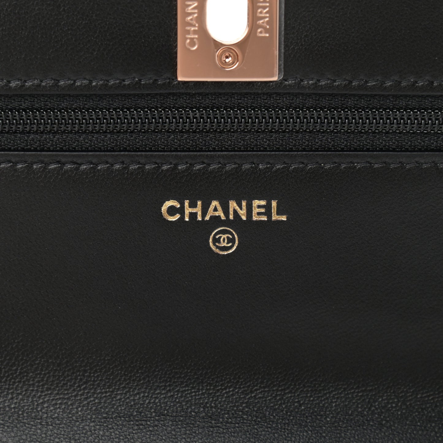 Lambskin Quilted Trendy CC Wallet On Chain WOC Black