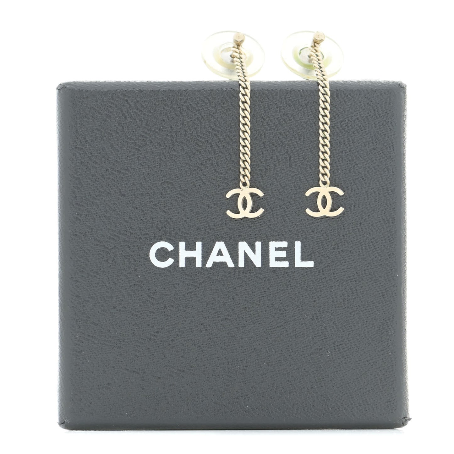 CC Long Drop Earrings Gold