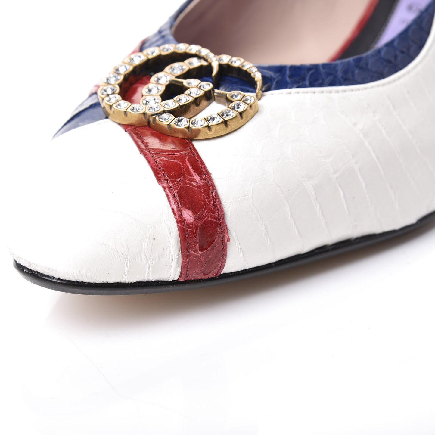 Snakeskin Crystal Double G Pumps 38.5 Multicolor