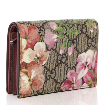 Gucci GG Supreme Monogram Blooms Card Case Wallet Beige Multicolor Dry Rose 2 of 7