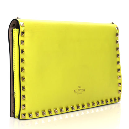 Valentino Garavani Nappa Rockstud Wristlet Clutch Yellow Fluo 2 of 14