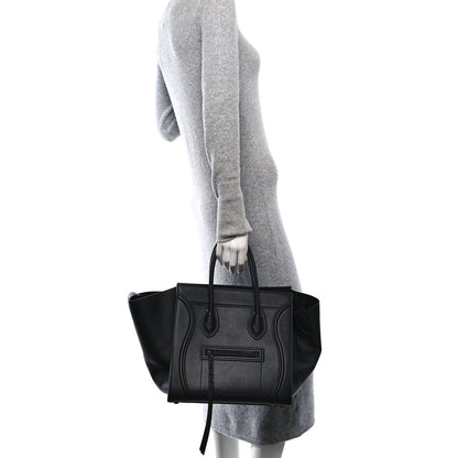 Celine Supple Calfskin Medium Phantom Luggage Black 2 of 10