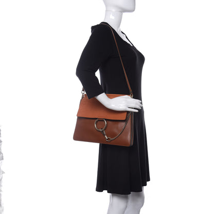 Chloe Suede Calfskin Medium Faye Shoulder Bag Tobacco 2 of 14