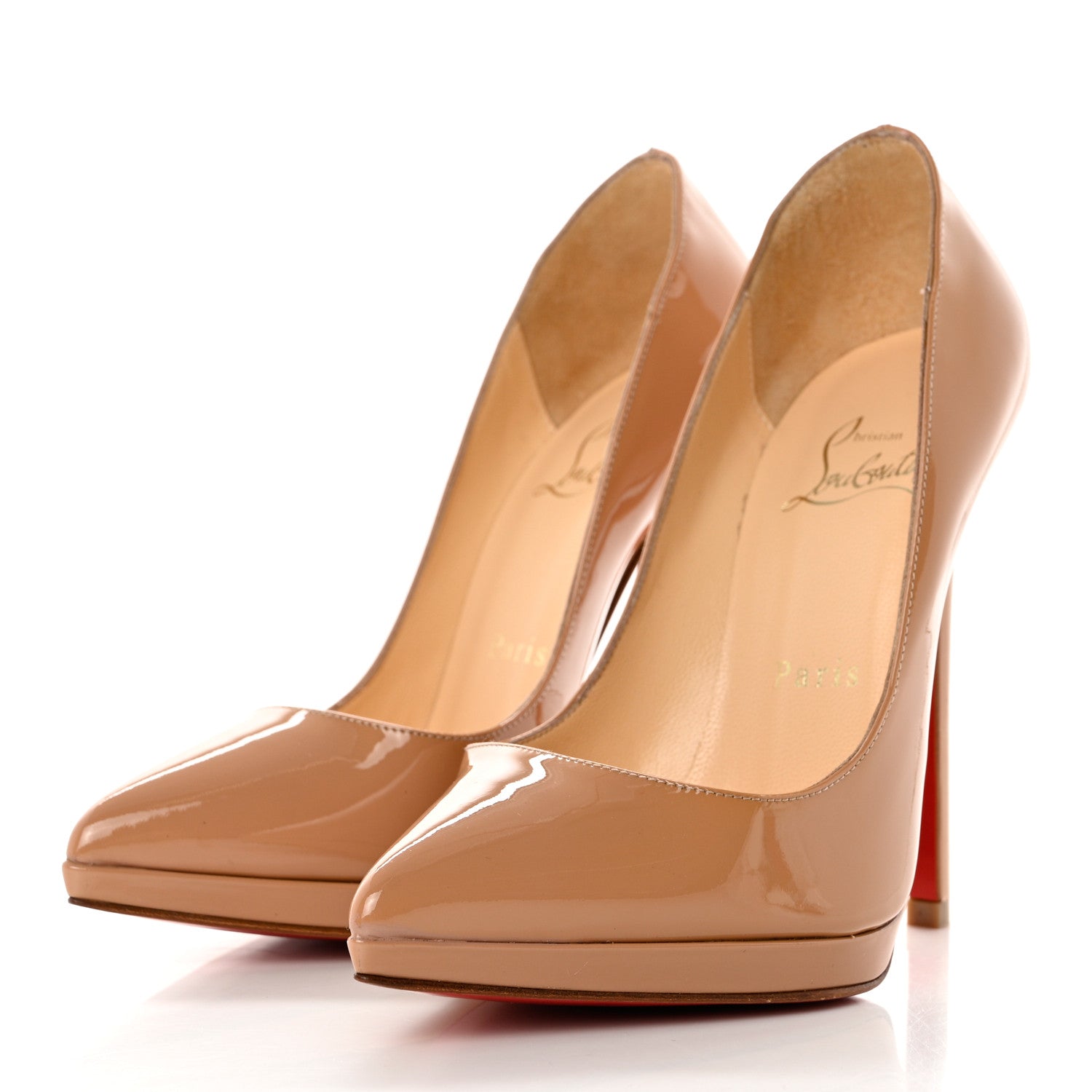 Christian Louboutin Patent Pigalle Plato 120 Pumps 35 Nude 3 of 7