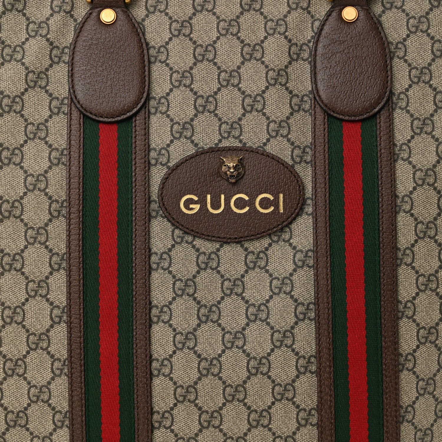 Gucci GG Supreme Monogram Web Neo Vintage Tote Beige New Acero Crop 8 of 10