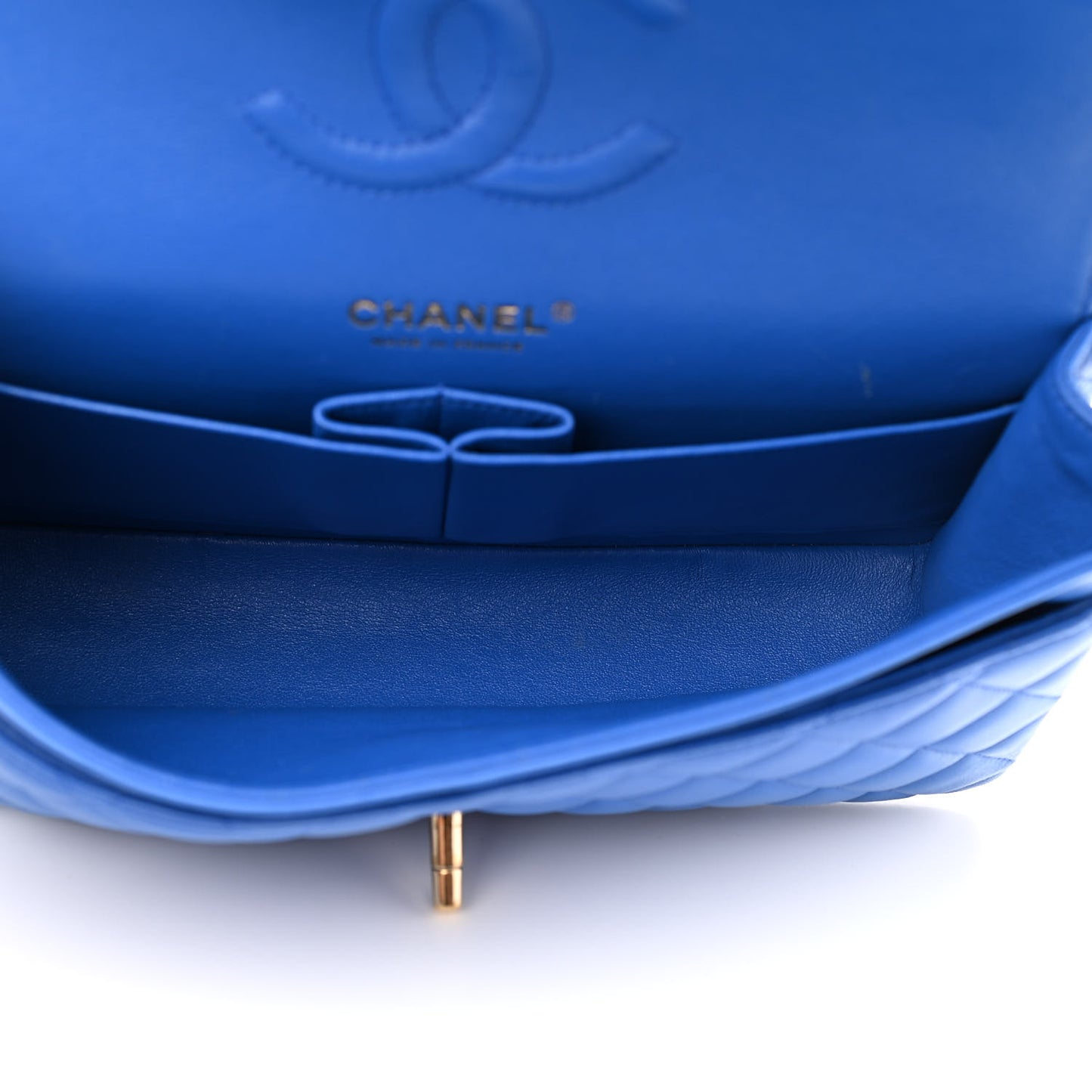 Lambskin Quilted Medium Double Flap Blue