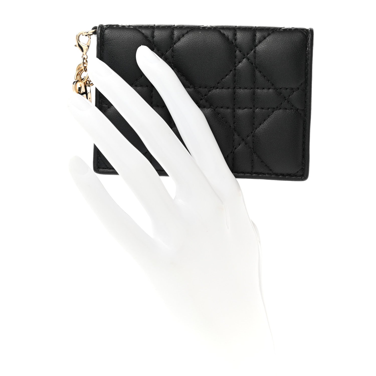 Christian Dior Lambskin Cannage Small Lady Dior Flap Card Holder Black 2 of 8