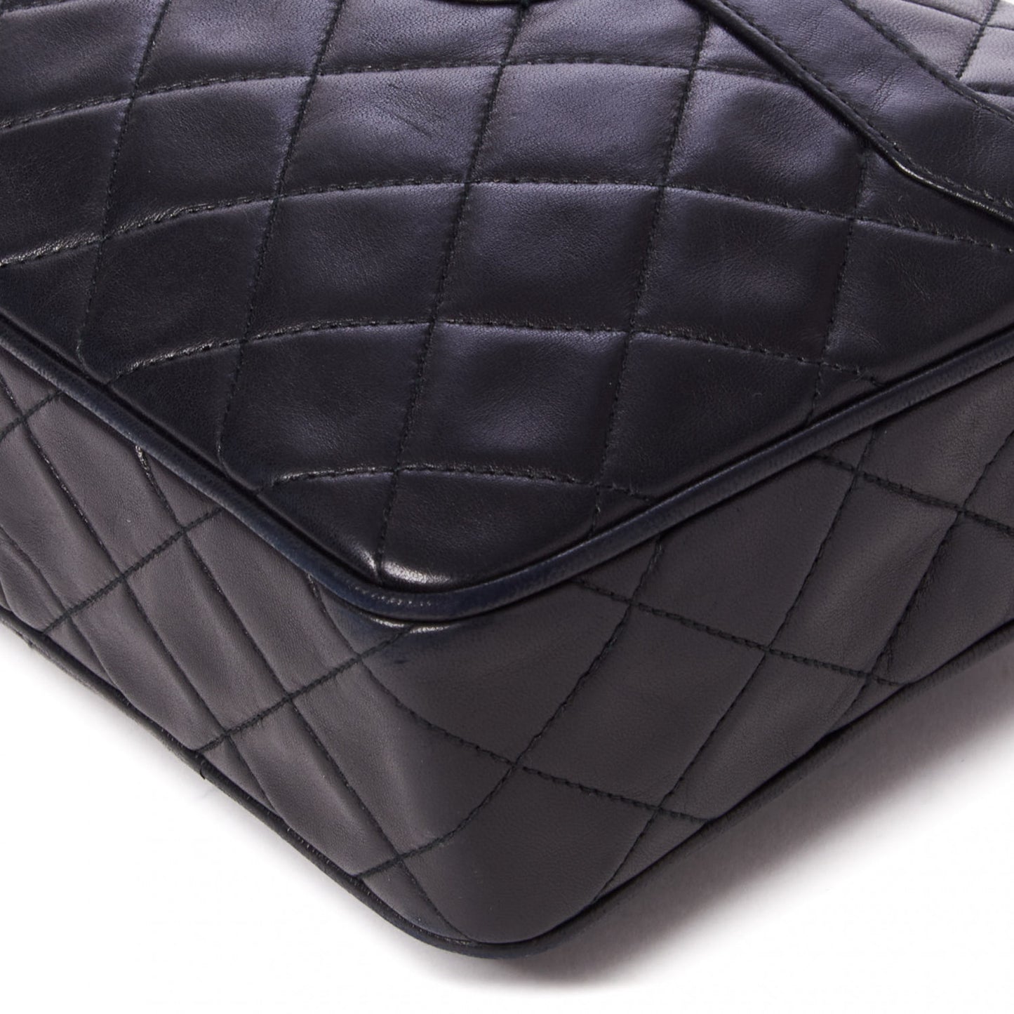 Lambskin Quilted CC Tassel Camera Case Black