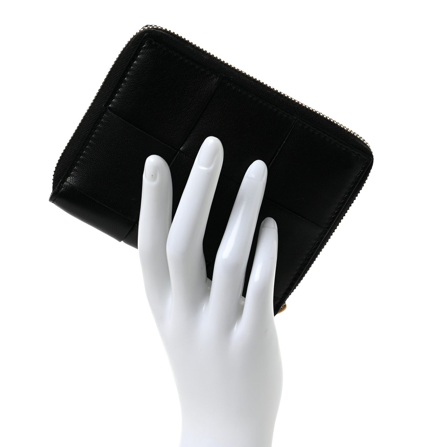 Nappa Maxi Intrecciato Zip Around Wallet Black