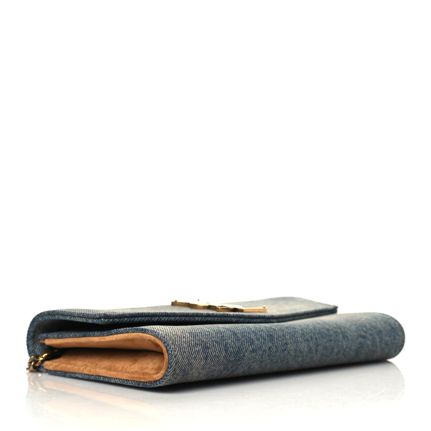 Saint Laurent Denim Monogram Chain Wallet Rodeo Blue Cinnamon 6 of 11