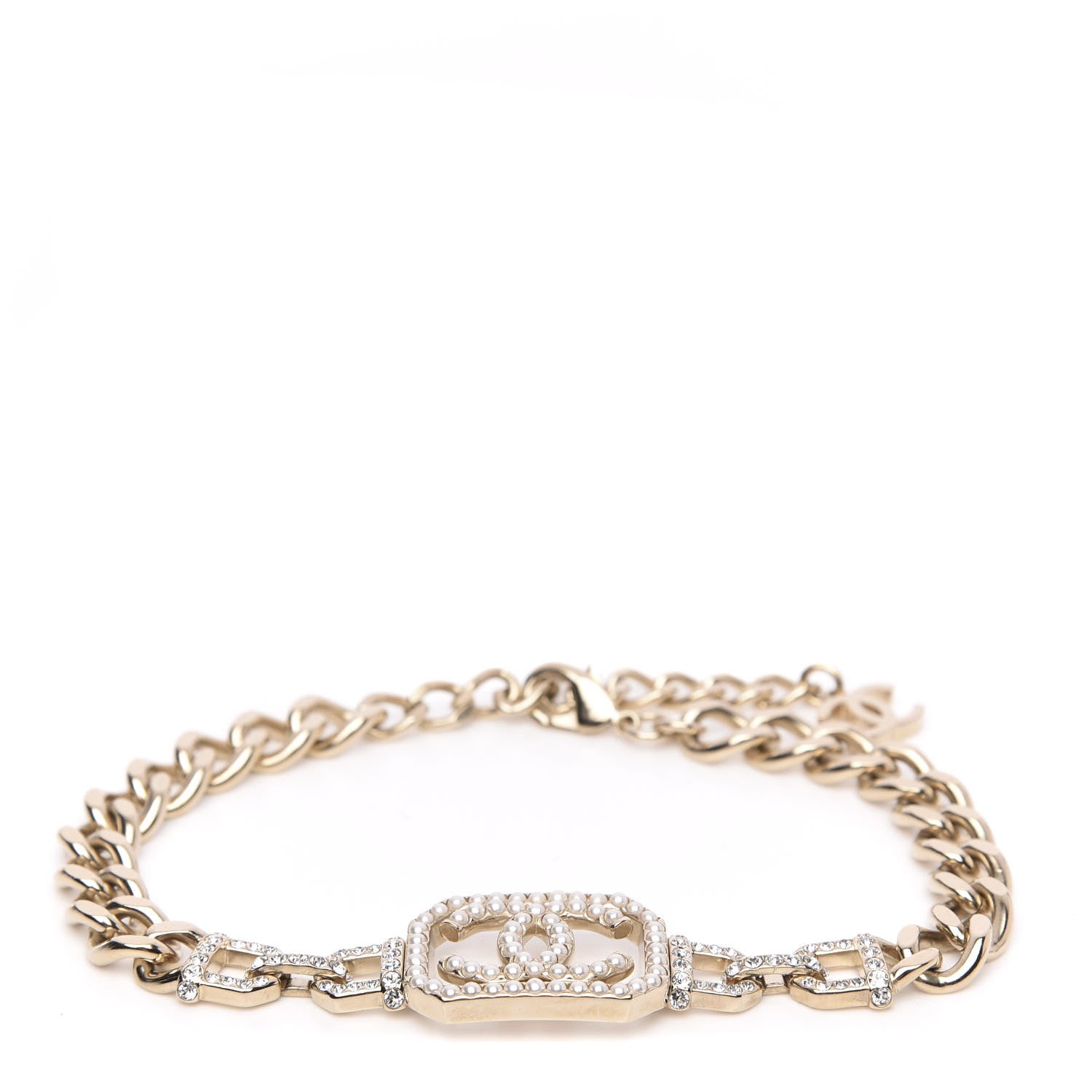 Chanel Crystal Pearl CC Vendome Choker Light Gold 1 of 4