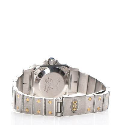 Cartier Stainless Steel 18K Yellow Gold 24mm Santos De Cartier Galbee Quartz Watch 3 of 13