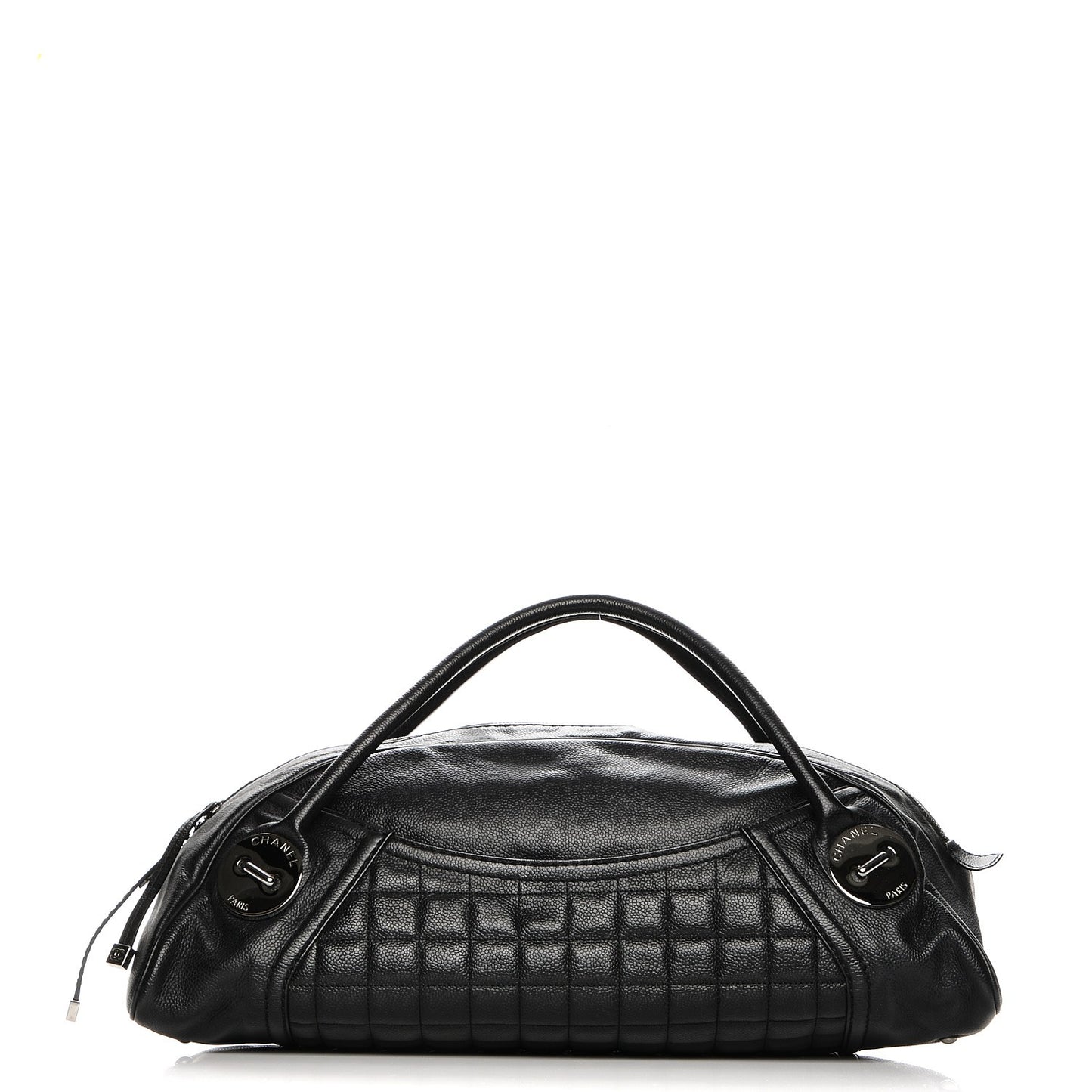 Caviar Square Quilted Dome Satchel Black