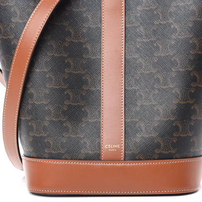 Celine Triomphe Canvas Calfskin Small Bucket Bag Tan 9 of 9