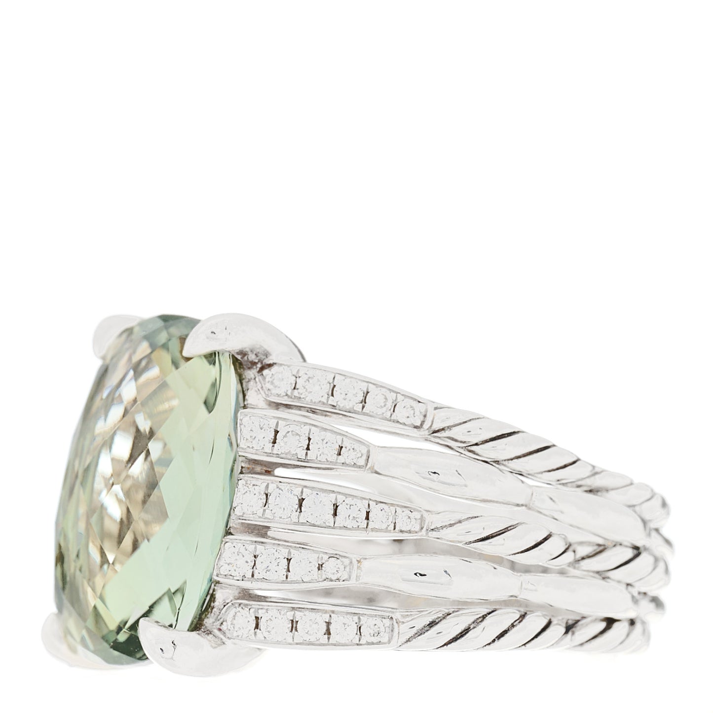 Sterling Silver Diamond Prasiolite 16mm Tides Statement Ring 57 8