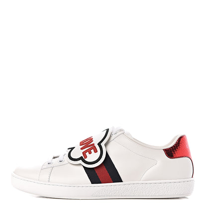 Gucci Calfskin Ayers Web Blind for Love Embroidered Womens Ace Sneakers 37.5 White 1 of 12