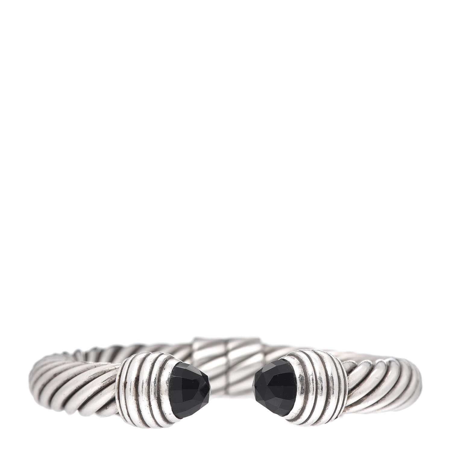 David Yurman Sterling Silver Black Onyx 10mm Cable Classics Hinged Bracelet 1 of 3