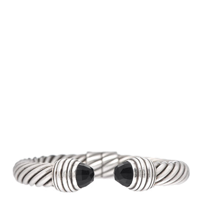 David Yurman Sterling Silver Black Onyx 10mm Cable Classics Hinged Bracelet 1 of 3