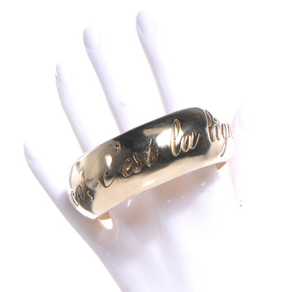 Chanel Wide Metal L'Elegance French Quote Bangle Gold 2 of 5