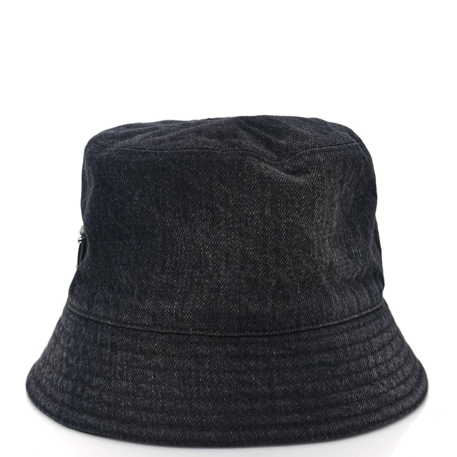 Prada Denim Metal Triangle Logo Bucket Hat M Black 4 of 8