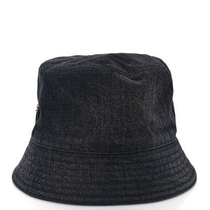 Prada Denim Metal Triangle Logo Bucket Hat M Black 4 of 8