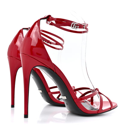 Gucci Patent Crystal Removable Bow Sandals 40 Red 4 of 8