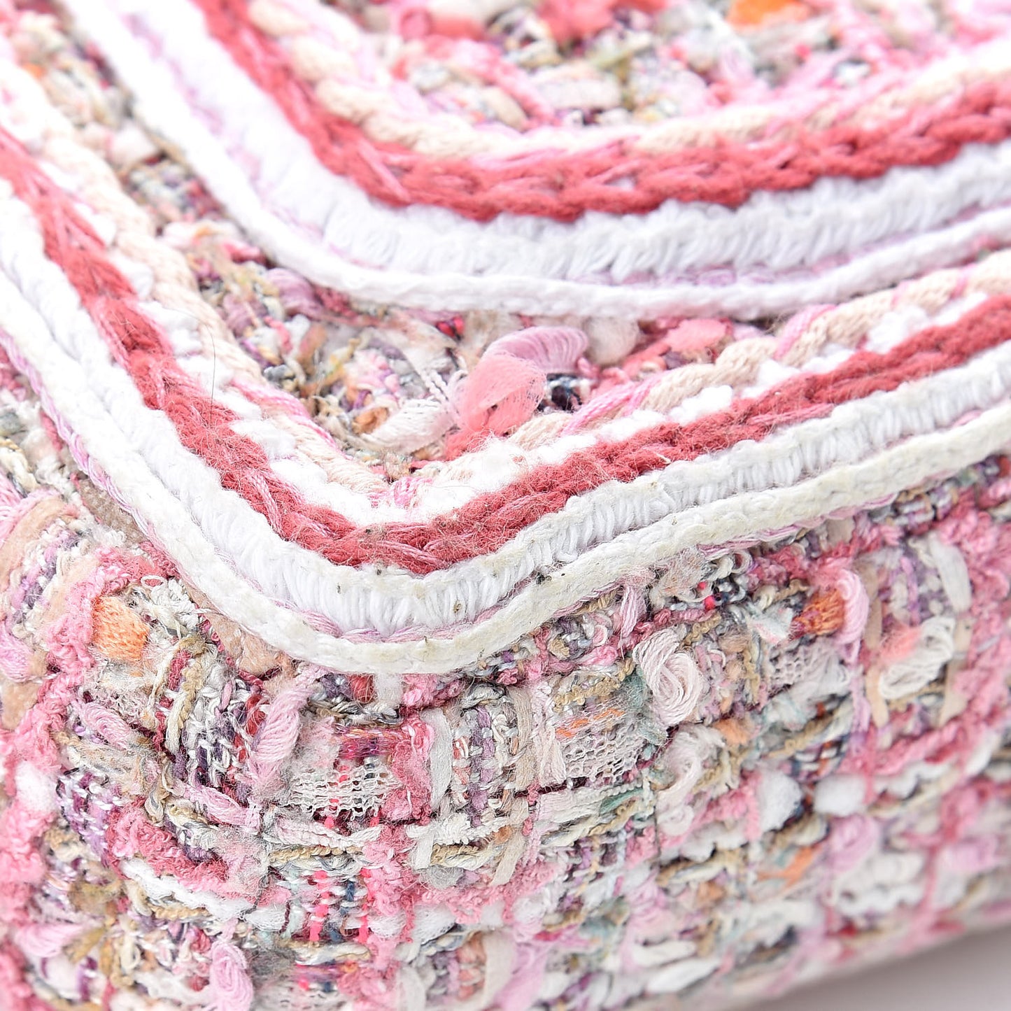 Tweed Braid Mini Flap White Pink