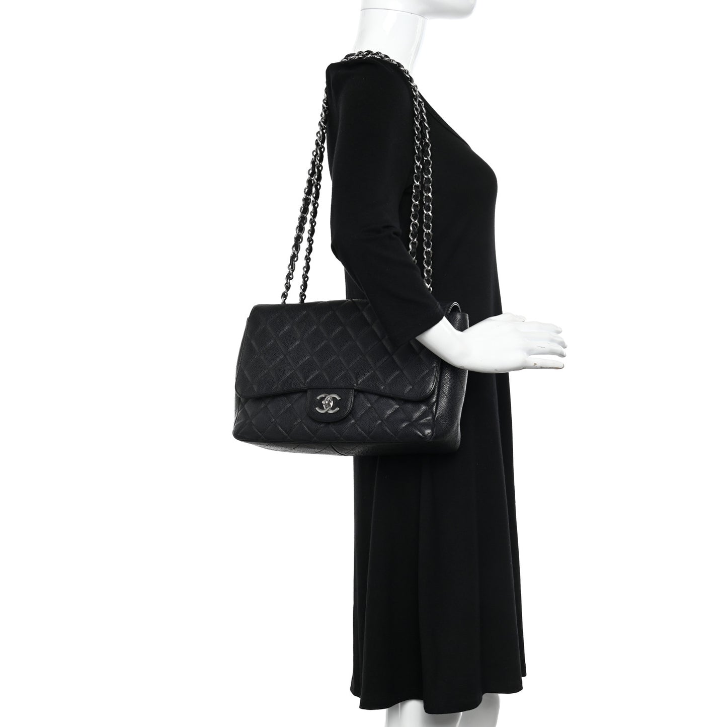 Caviar Quilted Jumbo Single Flap Black