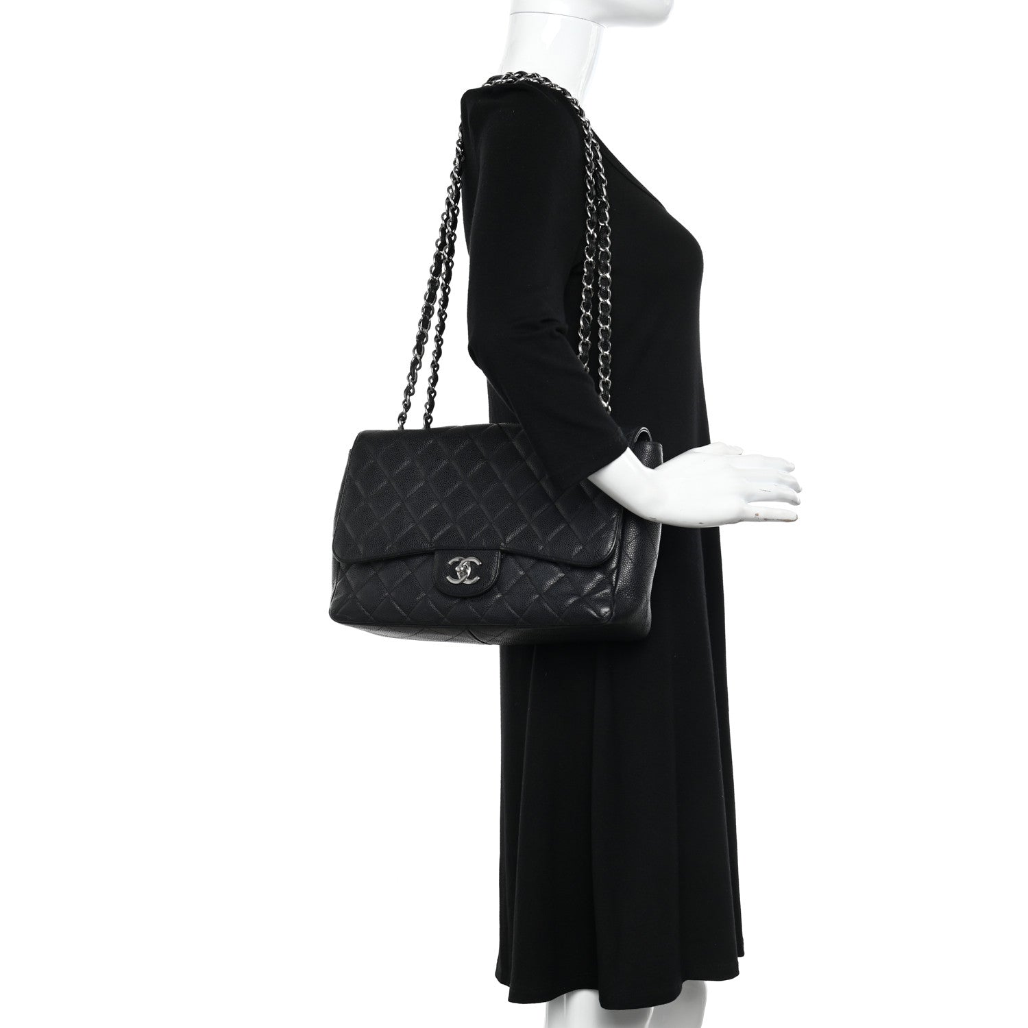 Chanel Caviar Quilted Jumbo Single Flap Black 2 of 18