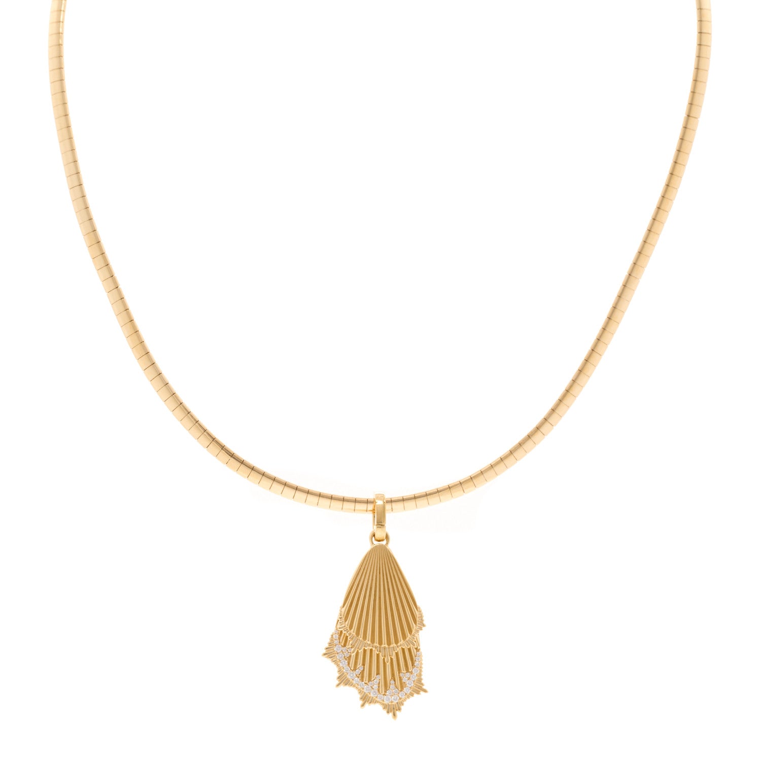 Foundrae 18K Yellow Gold Diamond Large Butterfly Wings Pendant Small Sleek Collar Necklace 1 of 5