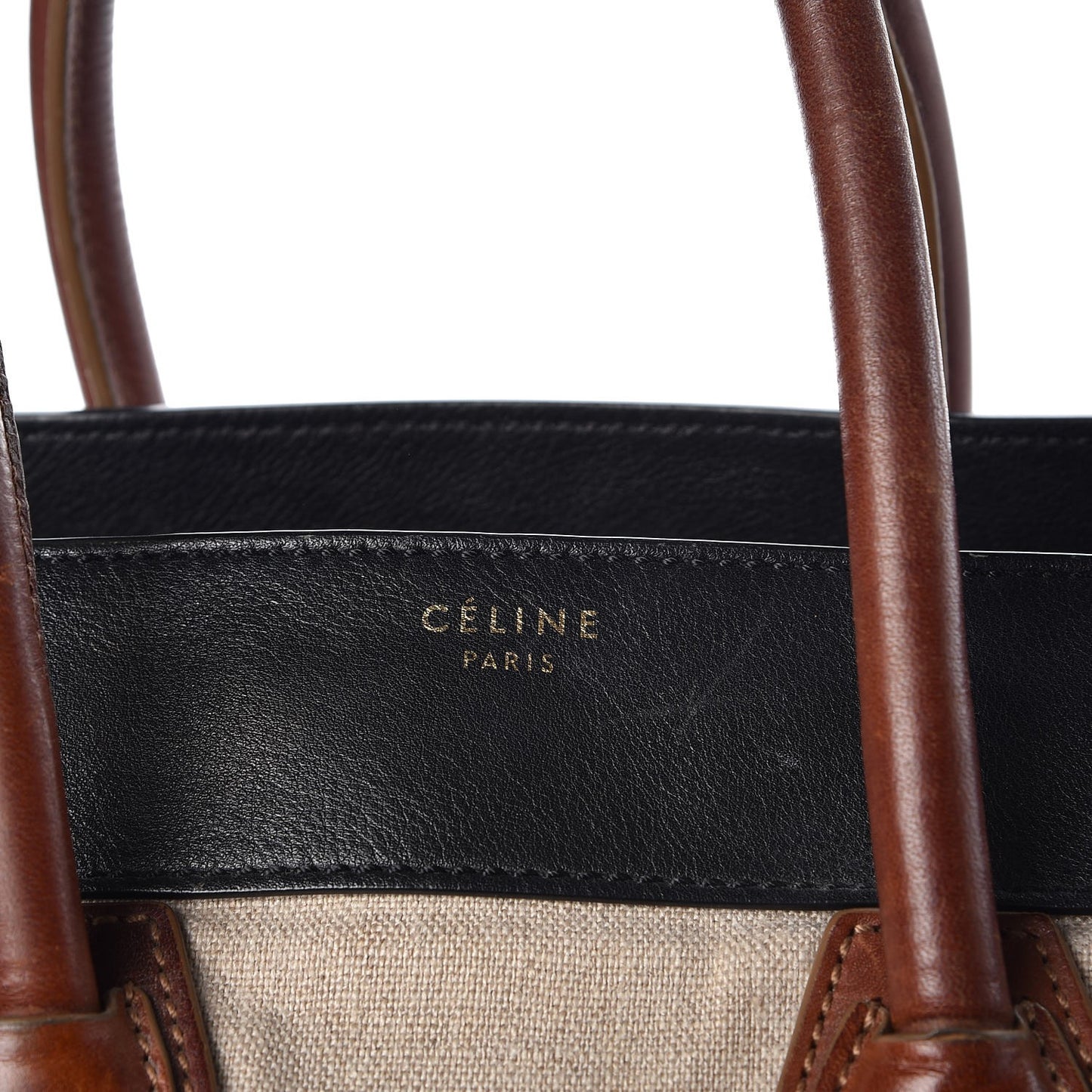 Calfskin Linen Mini Tri-Color Luggage Beige