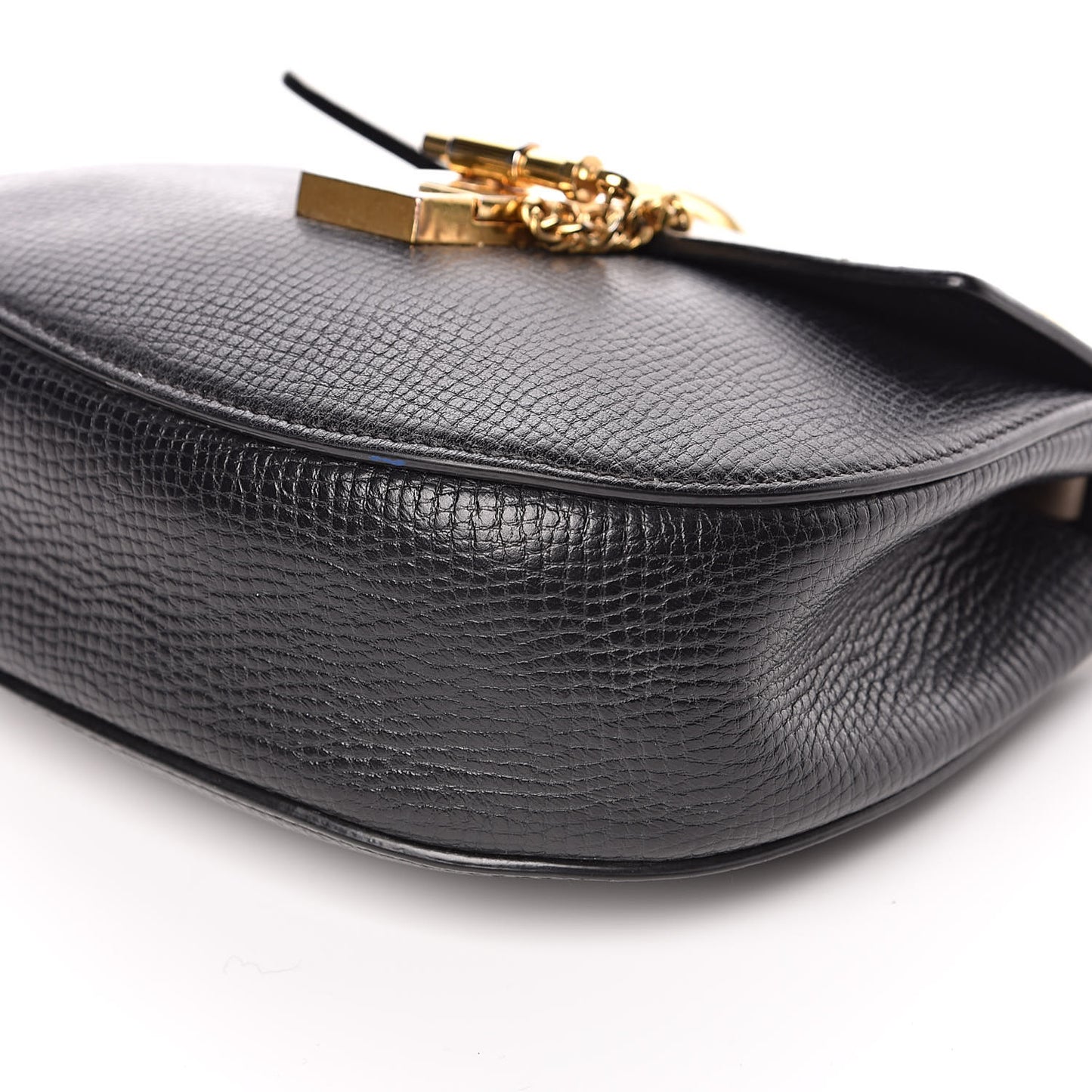 Grained Calfskin Lambskin Mini Bi-Color Drew Shoulder Bag Black Powder Beige