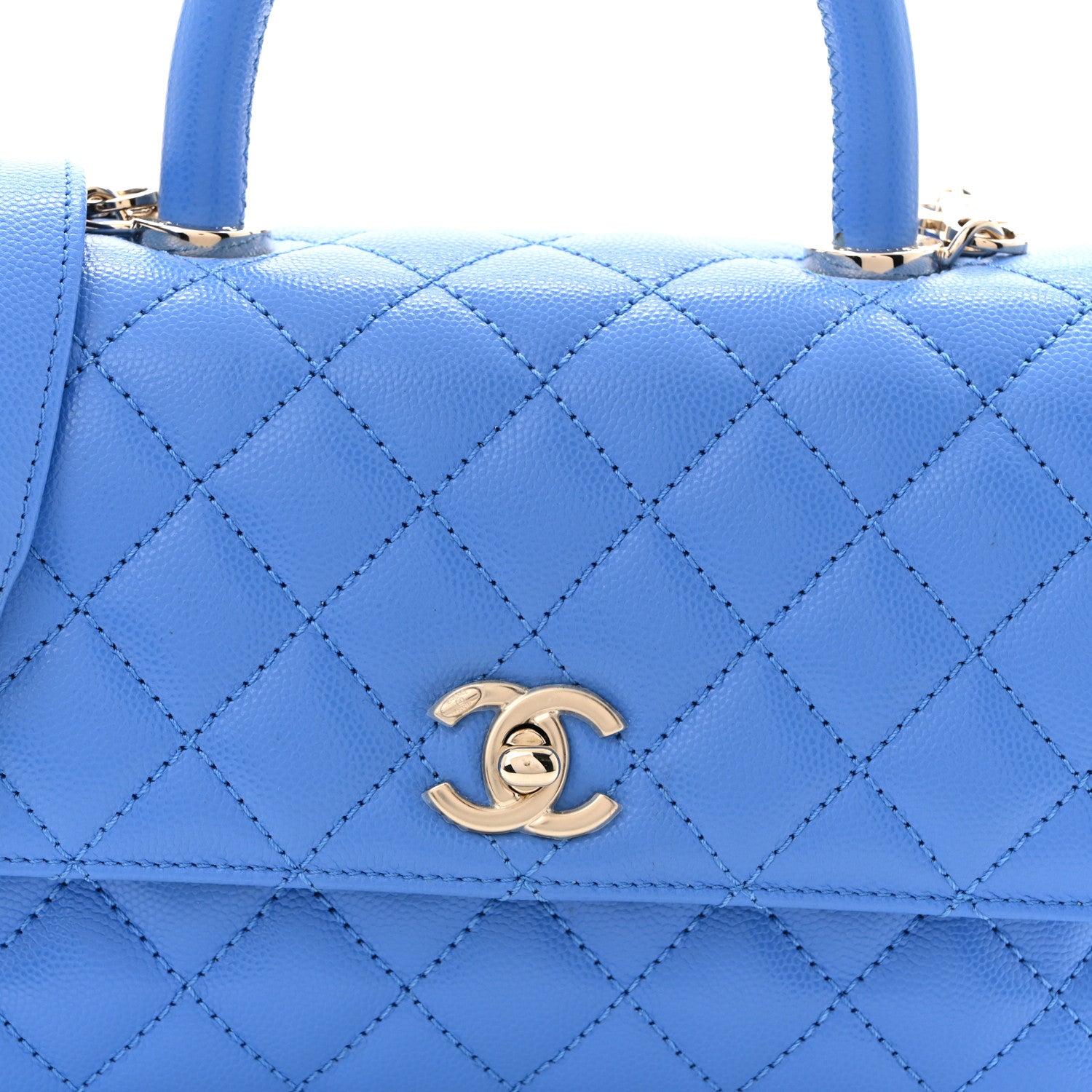 Chanel Caviar Quilted Mini Coco Handle Flap Blue 8 of 10